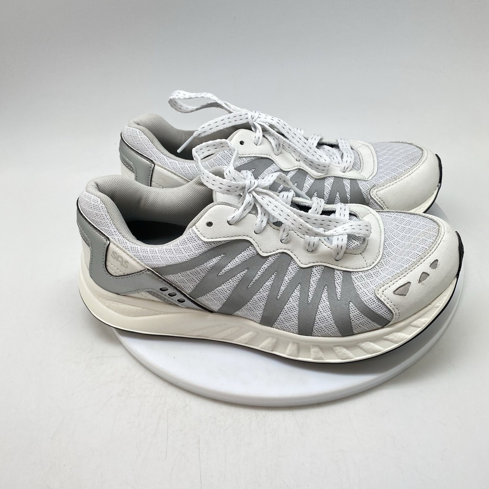 SAS Tempo Walking Shoes Sneakers Womens Size 8 WW White Silver Orthotic Active